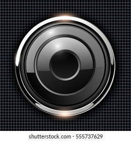 Button shiny, chrome metallic, vector illustration