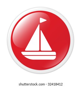 Button with ship. Vector icon