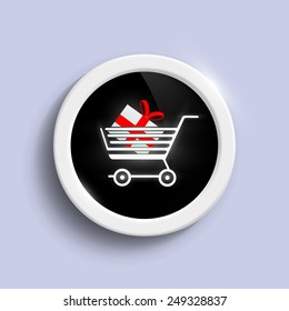 Button with a shopping cart