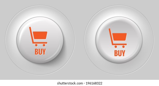button with shopping cart and text buy, normal and pushed, vector illustration, eps10 with transparency