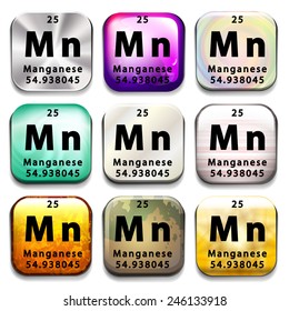 A button showing the element Manganese on a white background