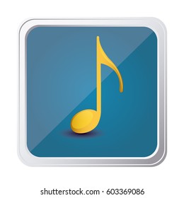 button of sign eighth note in yellow with background blue vector illustration