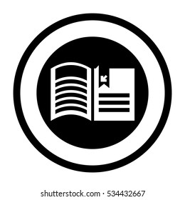 button with silhouette of academic book icon over white background. vector illustration