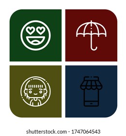 button simple icons set. Contains such icons as In love, Sun umbrella, Woman, Mobile, can be used for web, mobile and logo