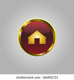 button for a site with gold stroke home icon