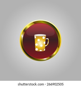 button for a site with gold stroke icon cups