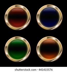 button for the site. set of four colors. green blue red orange .
