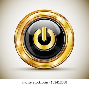 Button for sites and games. Gold. On a white background. Vector.