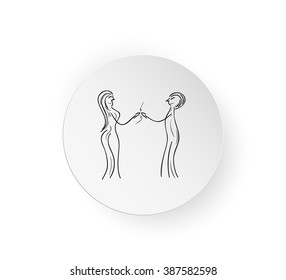 button with sketch of the abstract linear persons