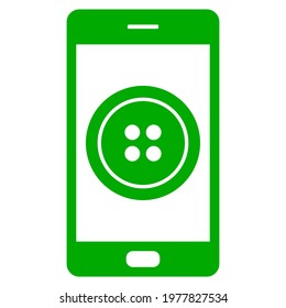 Button and smartphone on white