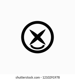 button with a smile closing desing line icon