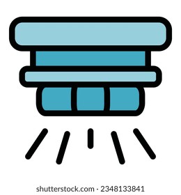 Vector de contorno de icono del detector de humo del botón. Fuego de alarma. Color del sistema residencial plano