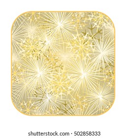 Button square New Year fireworks gold background  vector illustration