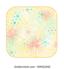 Button  square New Year fireworks colored background  vector illustration
