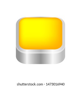 button square shape yellow for buttons games play isolated on white, yellow modern buttons simple and convex, square button yellow flat style icon sign for applications, buttons square for website app