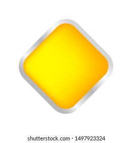 button square shape yellow for buttons games play isolated on white, yellow modern buttons simple and convex, square button yellow flat style icon sign for applications, buttons square for website app