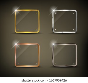 Button square web glossy  Gold