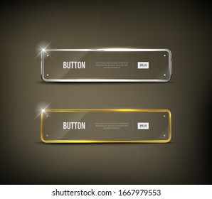 Button square web glossy  Gold