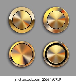 Button stainless chrome 3d on white background