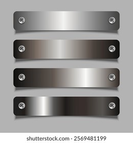 Button stainless chrome 3d on white background