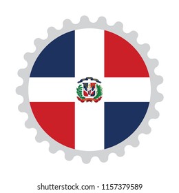 Button Stamp flag map of Dominica Republic