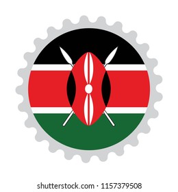 Button Stamp flag map of Kenya