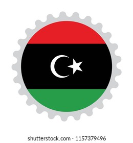 Button Stamp flag map of Libya