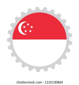 Button stamp flag map of singapore