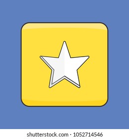 Button star icon flat. Illustration isolated on blue background.  Vector realistic sign symbol - stock vector