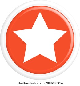  Button star. The round shape. 3D. Vector illustration.