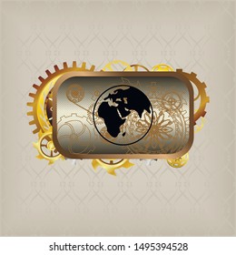 Button steampunk style vector image