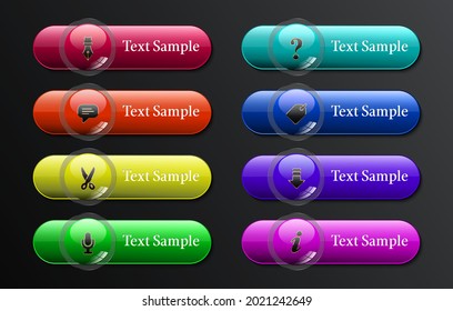 Button steps glossy, colorful infographic template, web banner