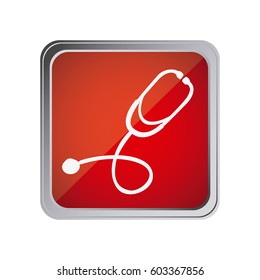 button with stethoscope with background red vector illustration