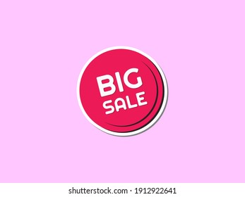 The button sticker design reads "BIG SALE" for advertising needs isolated on color background. Flat design. Vector illustration. Suitable for icons, stickers and poster backgrounds.