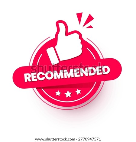 Button Or Sticker With Thumb Up Icon And Text Recommended