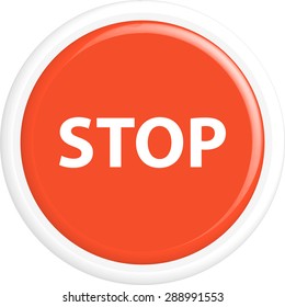  Button stop. The round shape. 3D. Vector illustration.