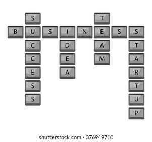 Button stratup idea success team business keyboard. Startup idea, business team, start plan and strategy innovation, teamwork successful. Vector abstract flat design illustration