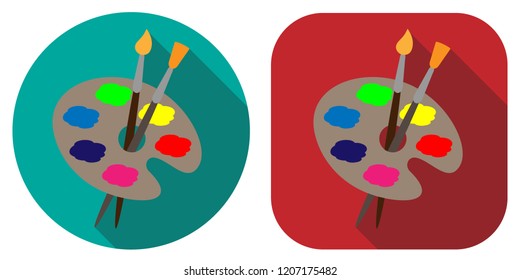 Button in the style of flat design. Palette of colors. Vector.