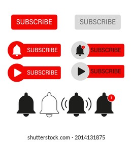 Button to subscribe to the interface with bells. Player. vector graphics