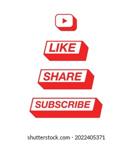 Button Subscribe, Like, Share, Chat, Notification, Youtube