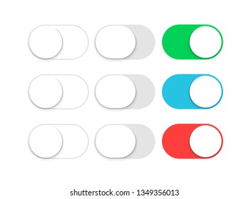 Button switch toggle slider ui. Slide off or turn on app mobile interface. Website light graphic element.