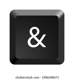 Botón con el símbolo ampersand, y. Ilustración de vectores de iconos. 