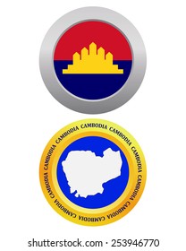 button as a symbol CAMBODIA flag and map on a white background