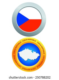 button as a symbol CZECH REPUBLIC flag and map on a white background