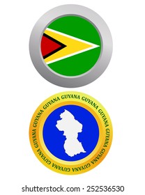 button as a symbol GUYANA flag and map on a white background