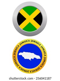 button as a symbol JAMAICA flag and map on a white background