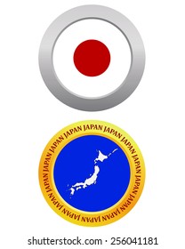 button as a symbol JAPAN flag and map on a white background 