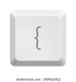 Button with symbol open or left curly brace. Icon Vector Illustration. 