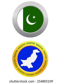 button as a symbol  PAKISTAN flag and map on a white background 
