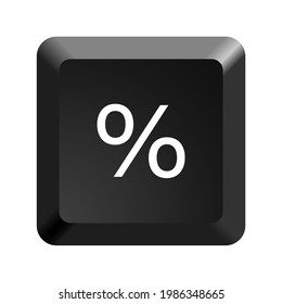 Button with symbol percent. Icon Vector Illustration. 
